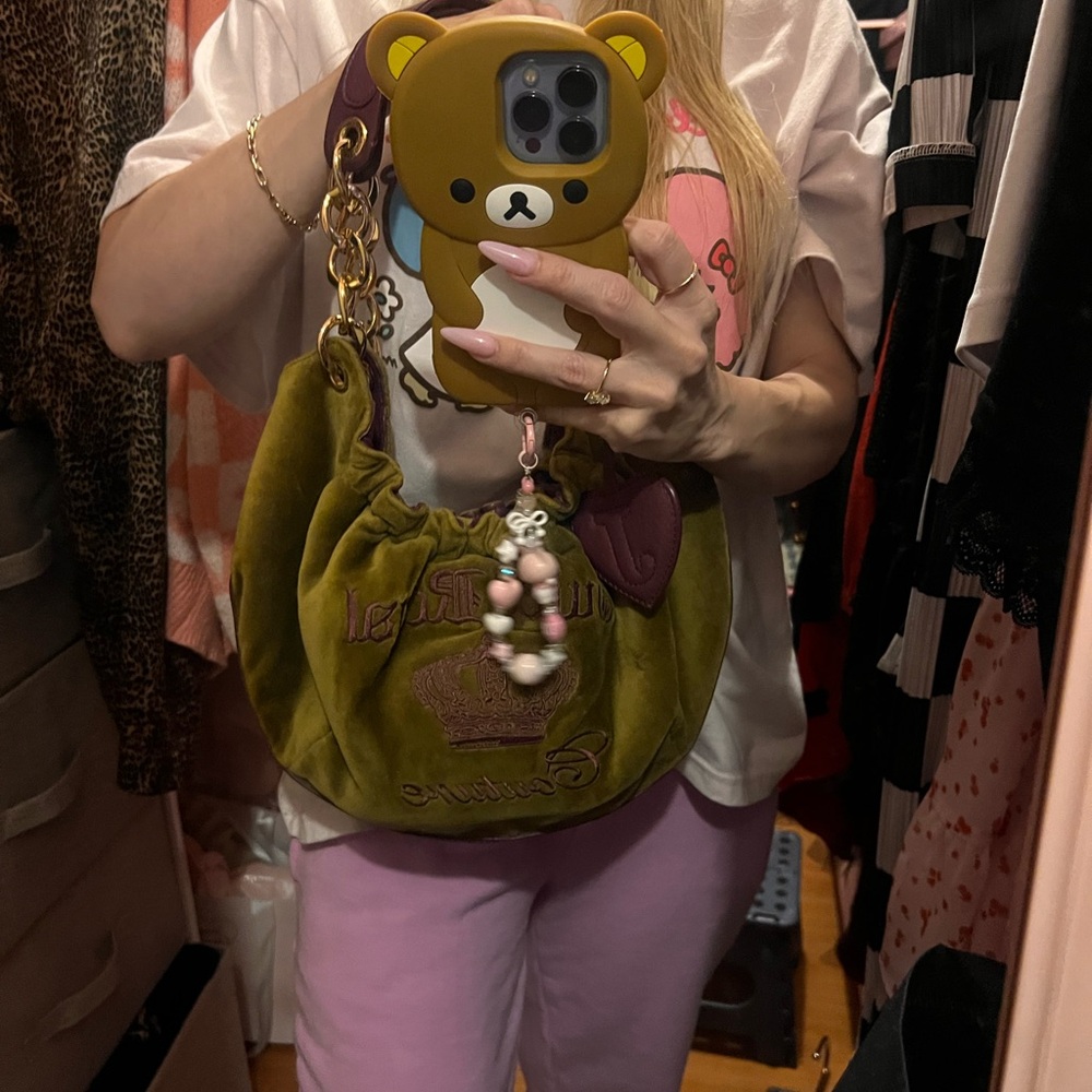 Authentic Vintage Juicy Couture Green and Purple Hobo Bag - Picture 5 of 8